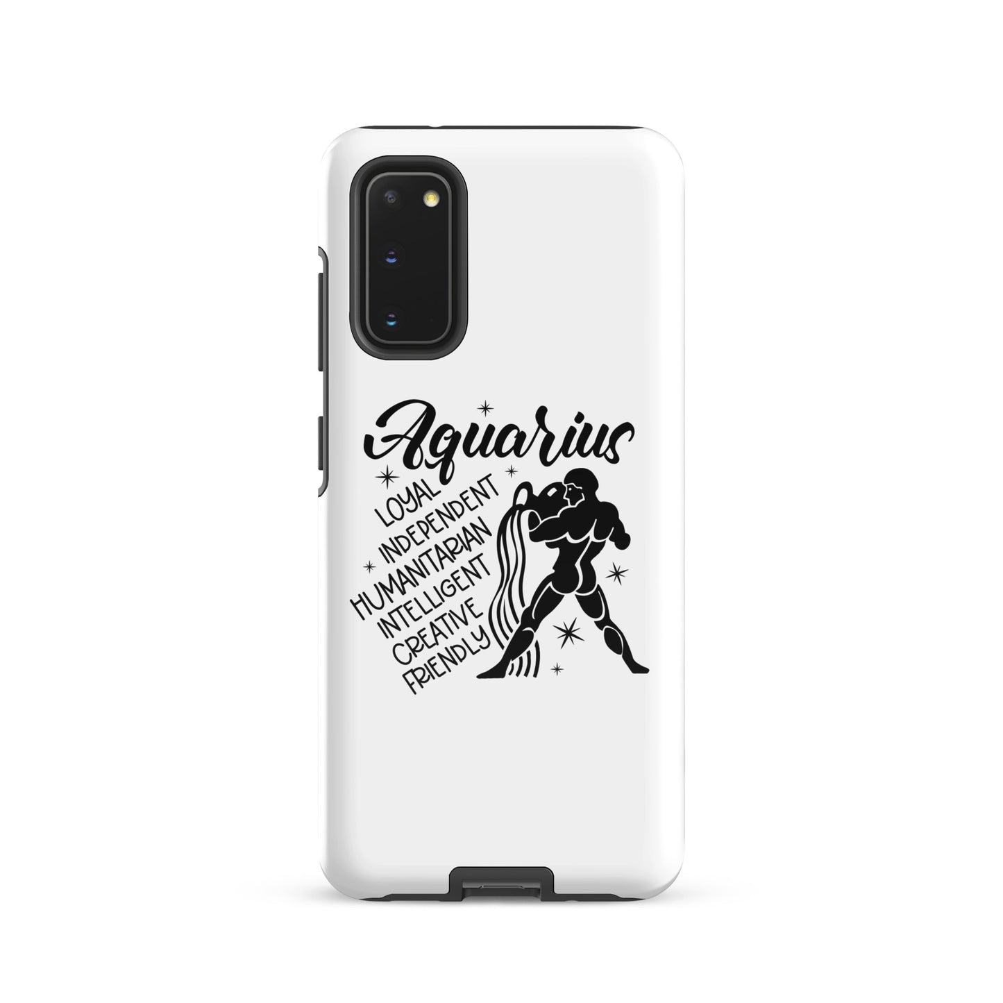 Aquarius Samsung tough phone case with zodiac water bearer symbol and personality traits loyal independent humanitarian intelligent creative friendly
