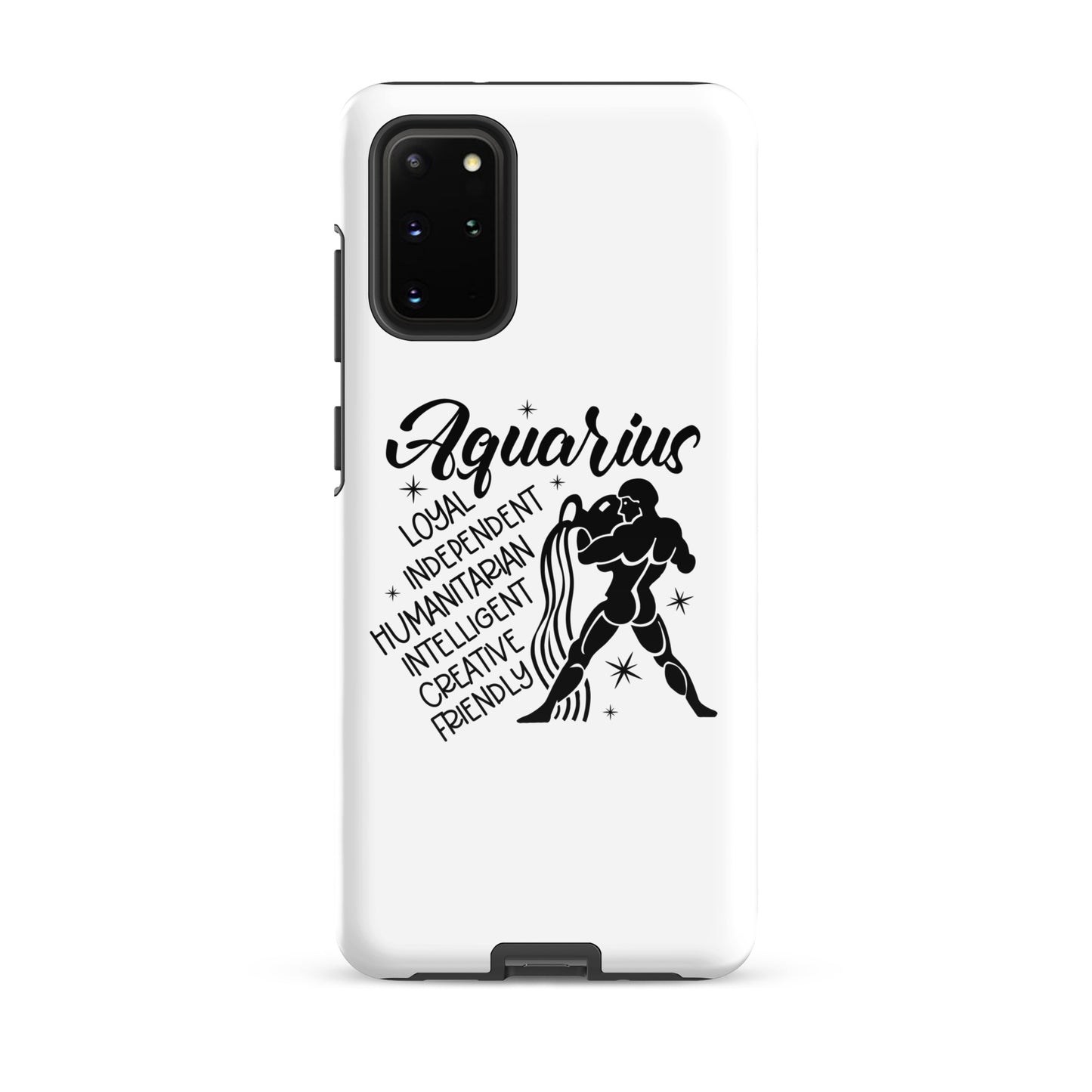 Aquarius Samsung tough phone case with zodiac water bearer symbol and personality traits loyal independent humanitarian intelligent creative friendly
